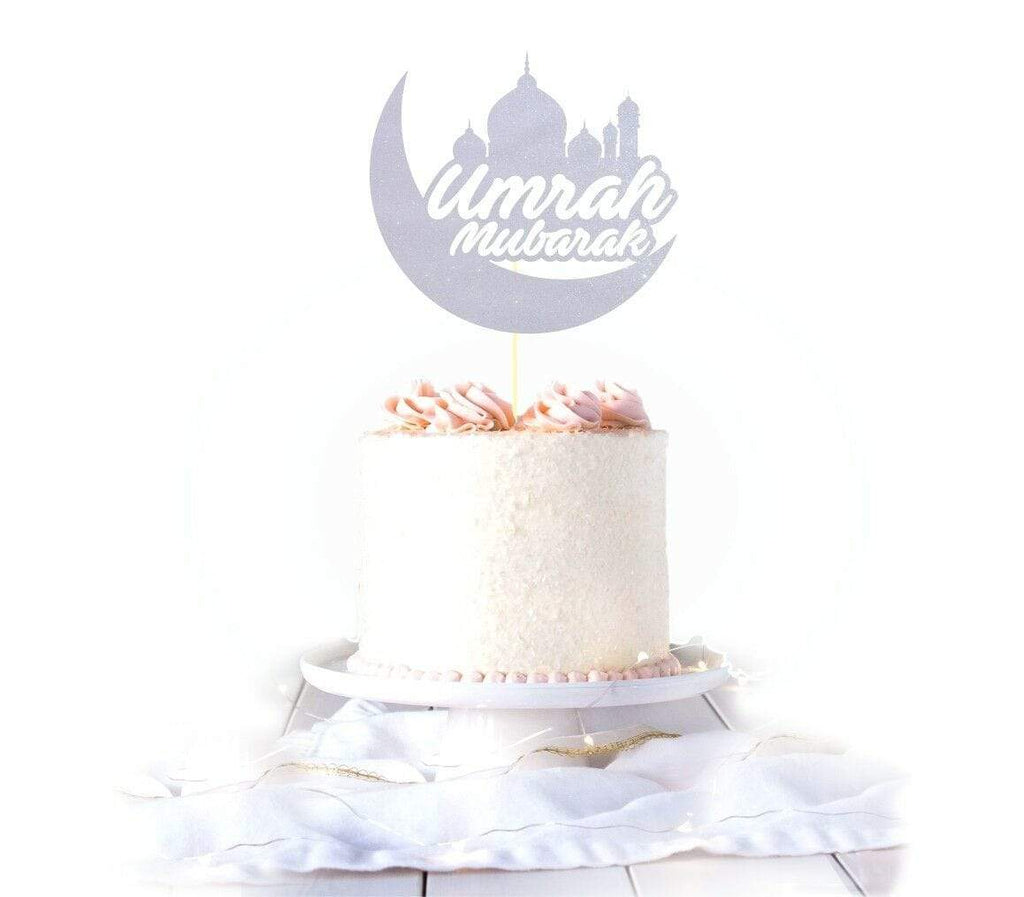 Umrah Mubarak Congratulations Glittery Card Cake Topper Party Cake Decoration