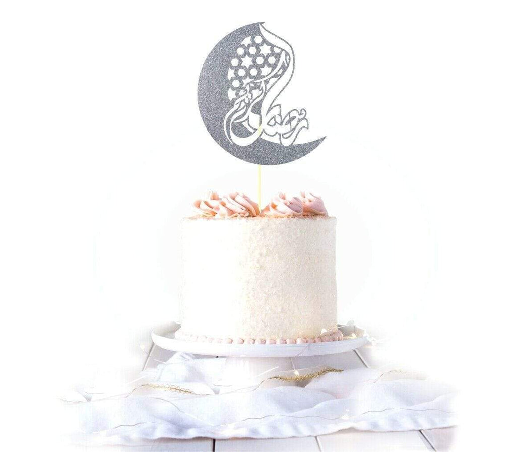 Ramadan Mubarak Celebration Glittery Card Cake Topper Party Cake Decoration