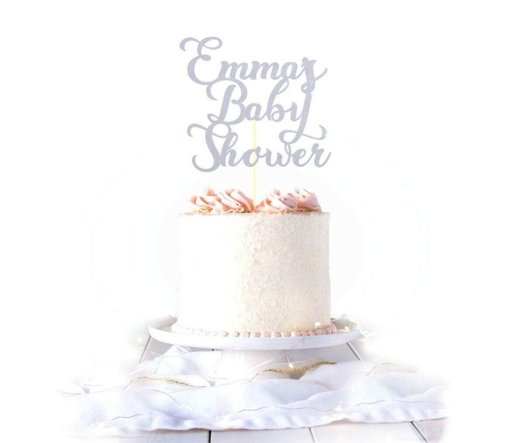 Personalise Name Baby Shower Glittery Card Cake Topper Party Cake Decoration 2