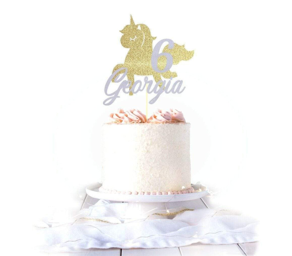 Happy Birthday Unicorn Kids Glittery Card Cake Topper Party Cake Decoration