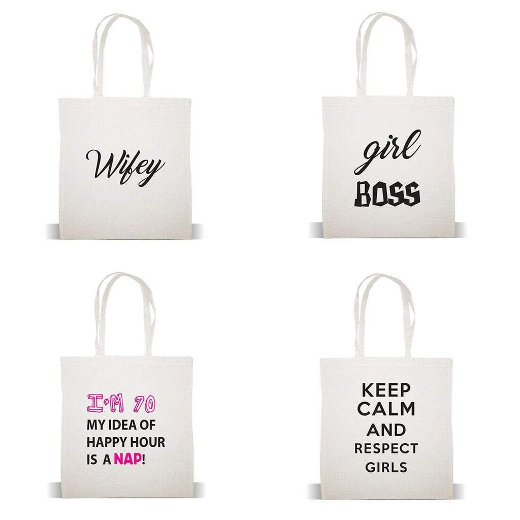 Tote Canvas Bags Girly Wifey Girl Boss Keep Calm Funny Humours Shoppers Bags