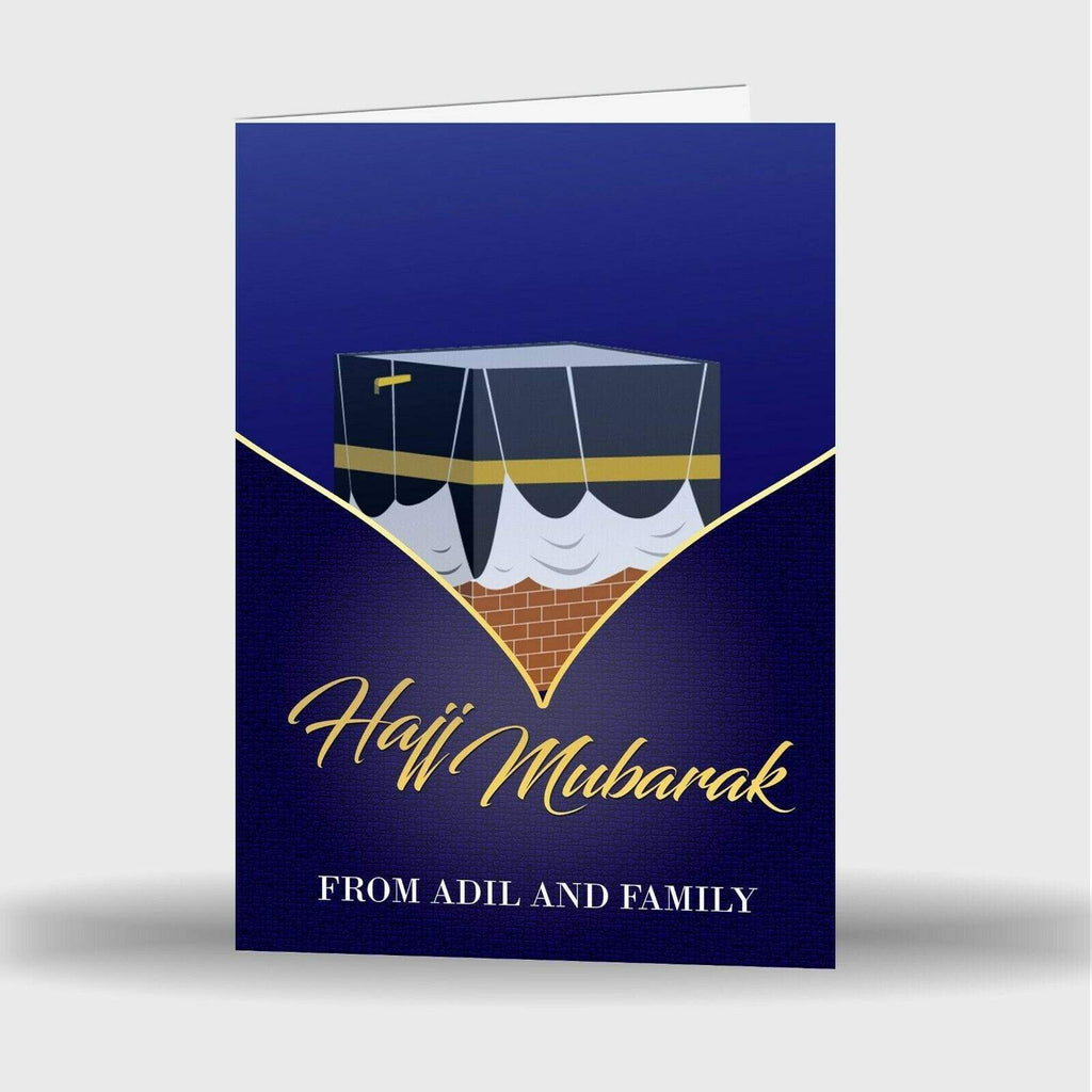 Personalised Single Or Pack Of 4 Hajj Mubarak Celebration Greeting Card D2