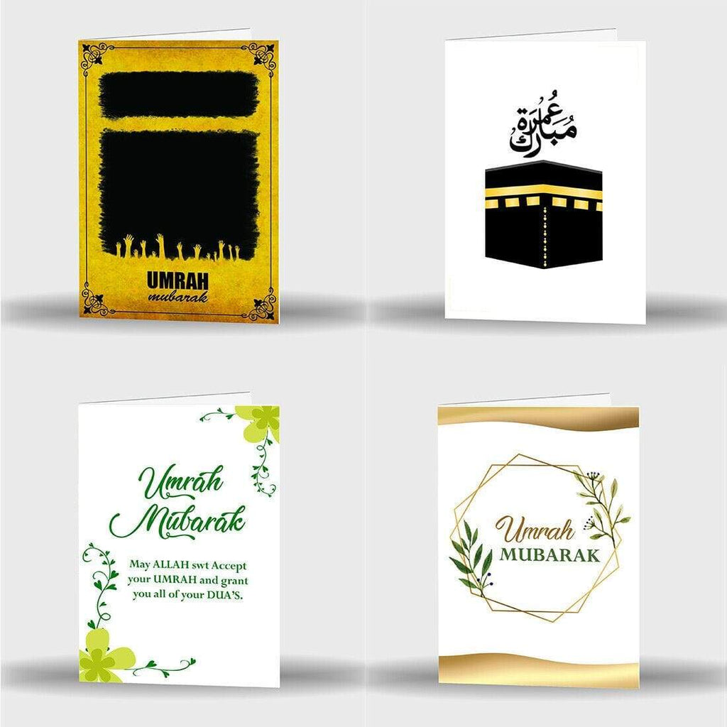 Single Or Pack Of 4 Umrah Mubarak Mubrook Celebration Fancy Greeting Card S-21