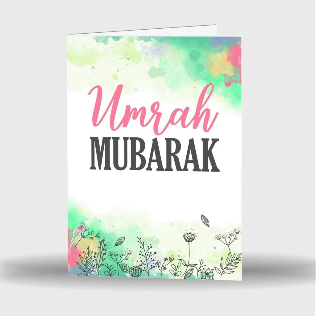 Single Or Pack Of 4 Umrah Mubarak Mubrook Celebration Fancy Greeting Card S-20