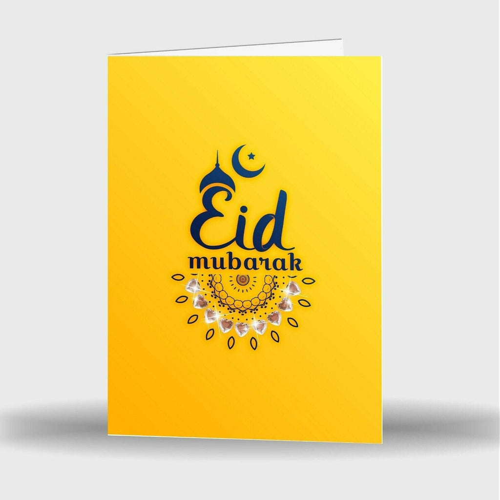 3D Diamante Eid Mubarak Mubrook Celebration Greeting Card Gift 1 Or Pack OF 9