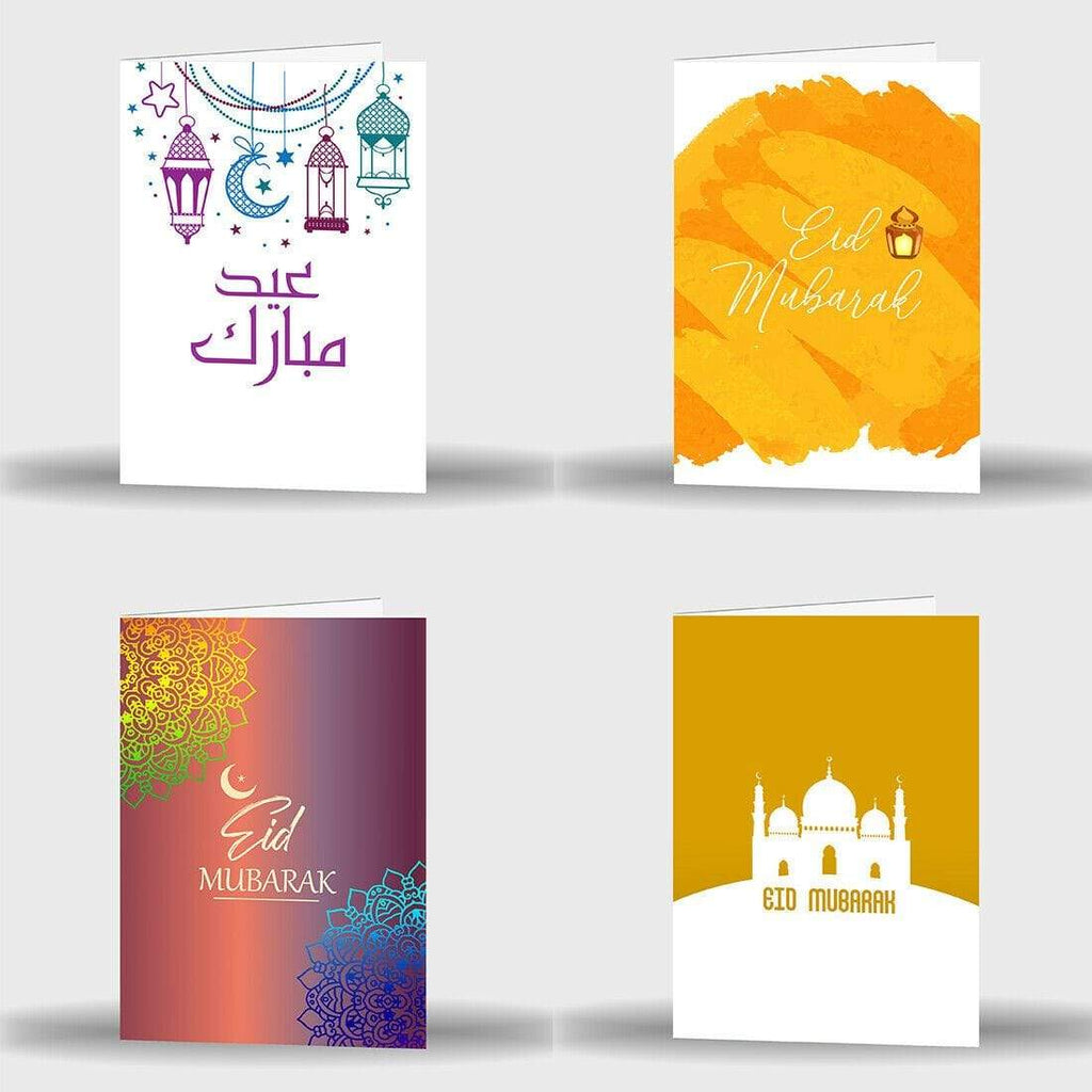 Single Or Pack Of 4 Eid Mubarak Mubrook Celebration Greeting Card Gift Style 22