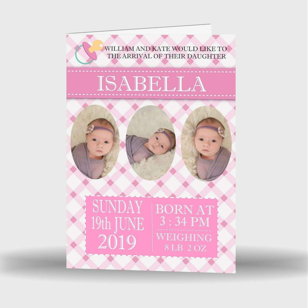 Personalised Thank You New Baby Girl Congratulations Cards Single Or Pack D3