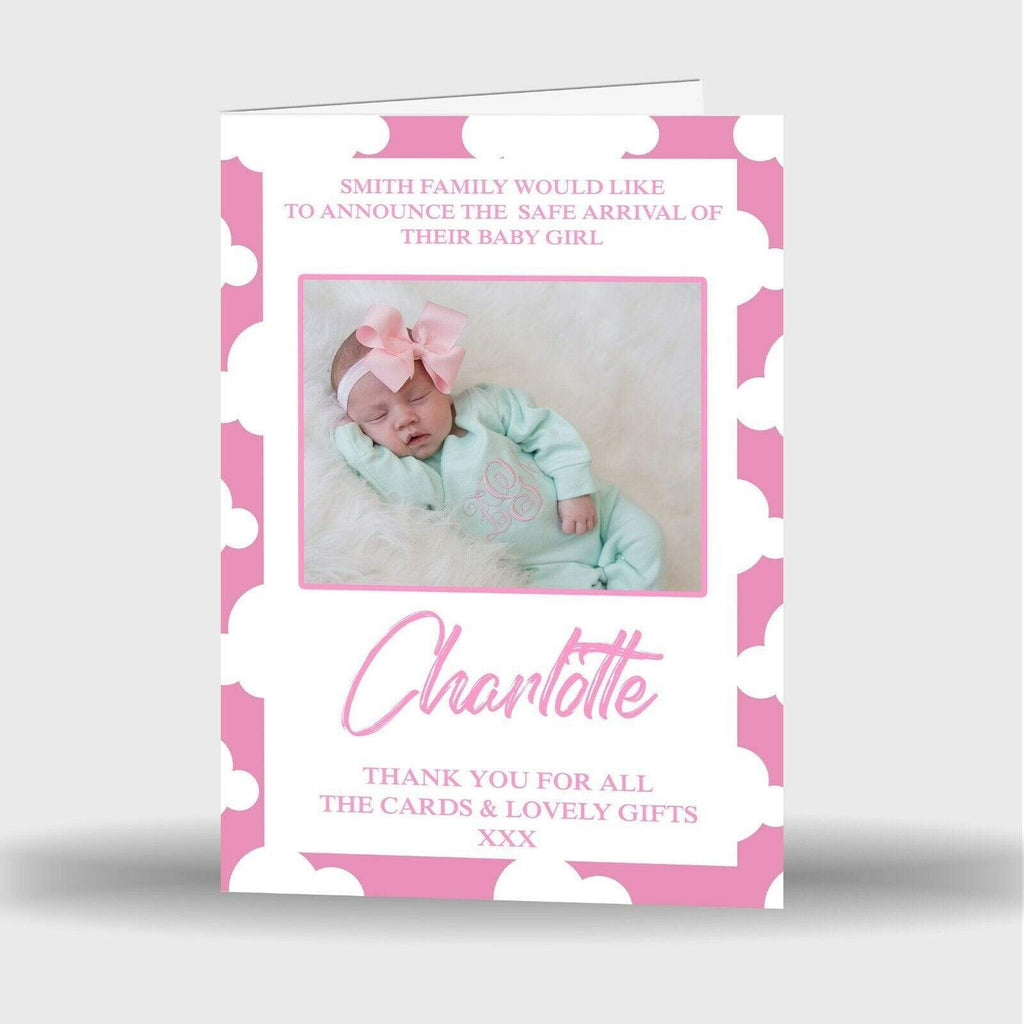Personalised Thank You New Baby Girl Congratulations Cards Single Or Pack D3