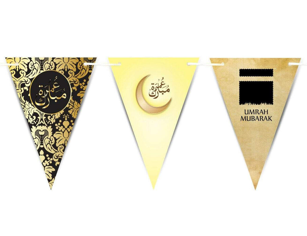 Umrah Mubarak Arabic Font Bunting Islamic Celebration Banner Flags Decoration D2