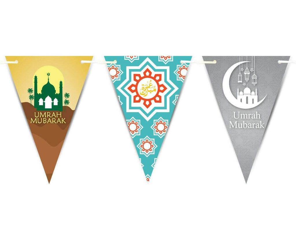 Umrah Mubarak Arabic Font Bunting Islamic Celebration Banner Flags Decoration D6