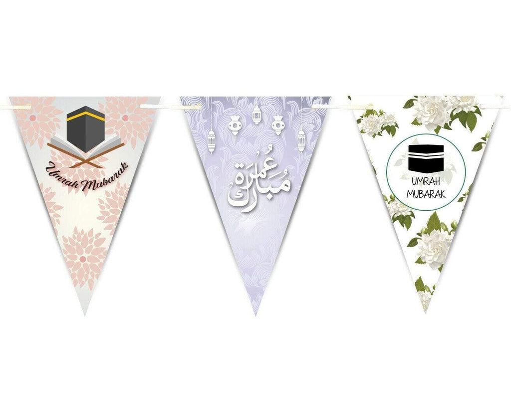 Umrah Mubarak Arabic Font Bunting Islamic Celebration Banner Flags Decoration D8