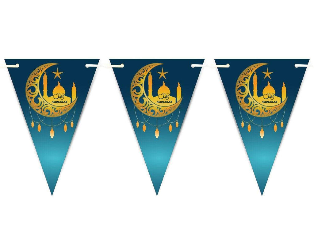 Ramadan Mubarak Arabic Bunting Islamic Celebration Banner Flags Decoration D2