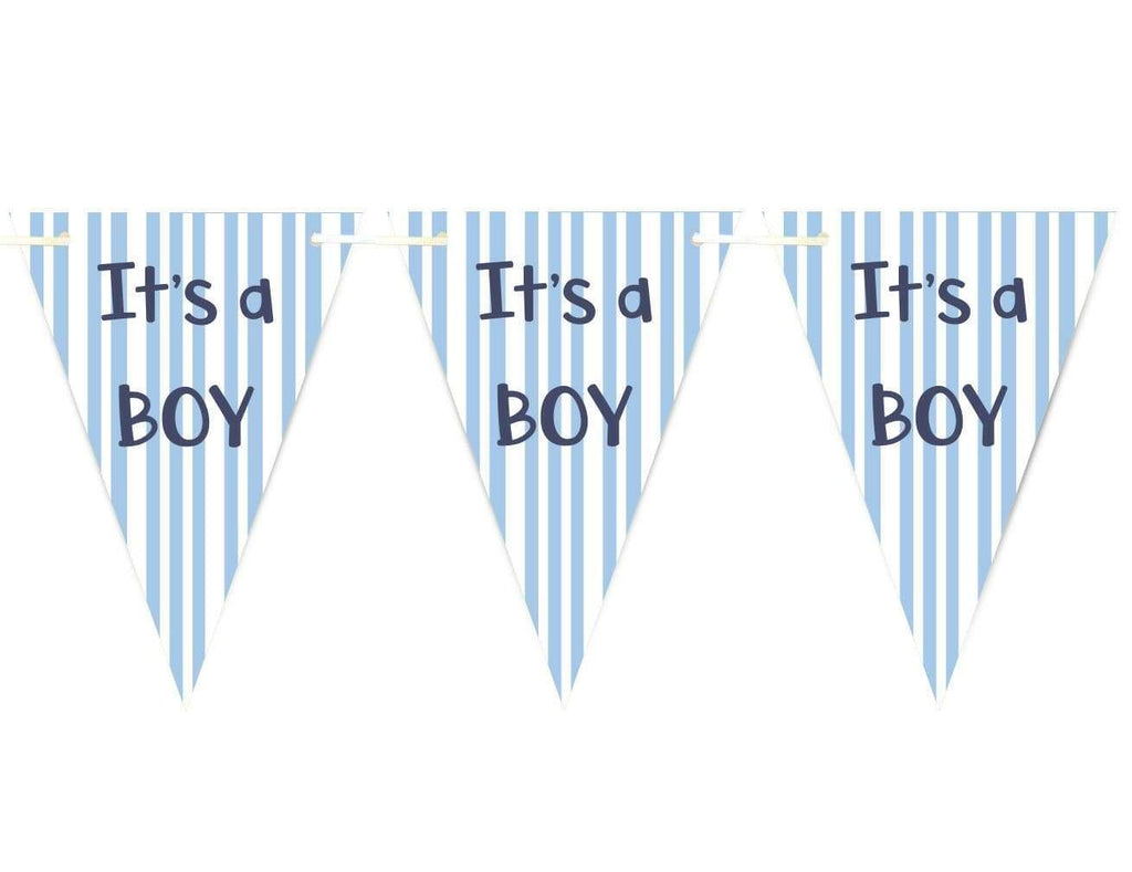 Baby Shower Party Boy Girl Bunting Flags Decorations Colourful Pink Or Blue