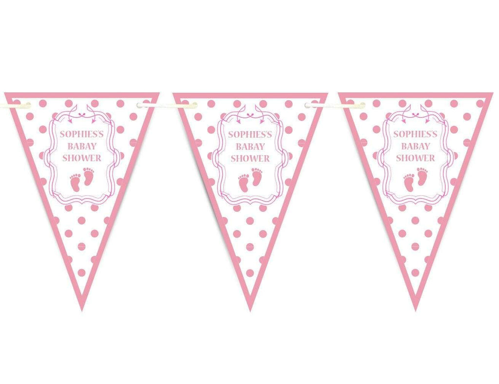 Personalised Baby Shower Party Boy Girl Bunting Flags Decorations Colourful 5