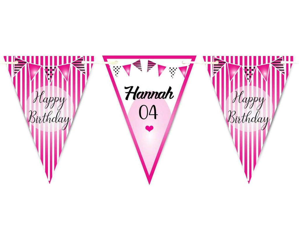 Personalised Happy Birthday Party Boy Girl Bunting Flags Decorations Colourful 6