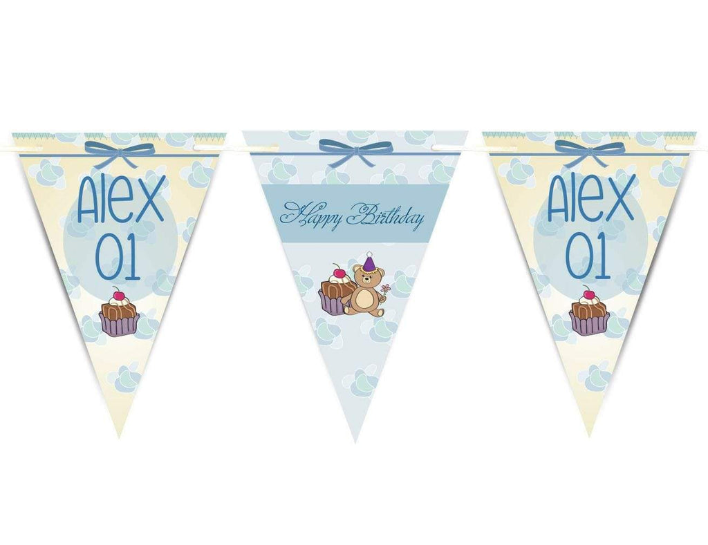 Personalised Happy Birthday Party Boy Girl Bunting Flags Decorations Colourful 8