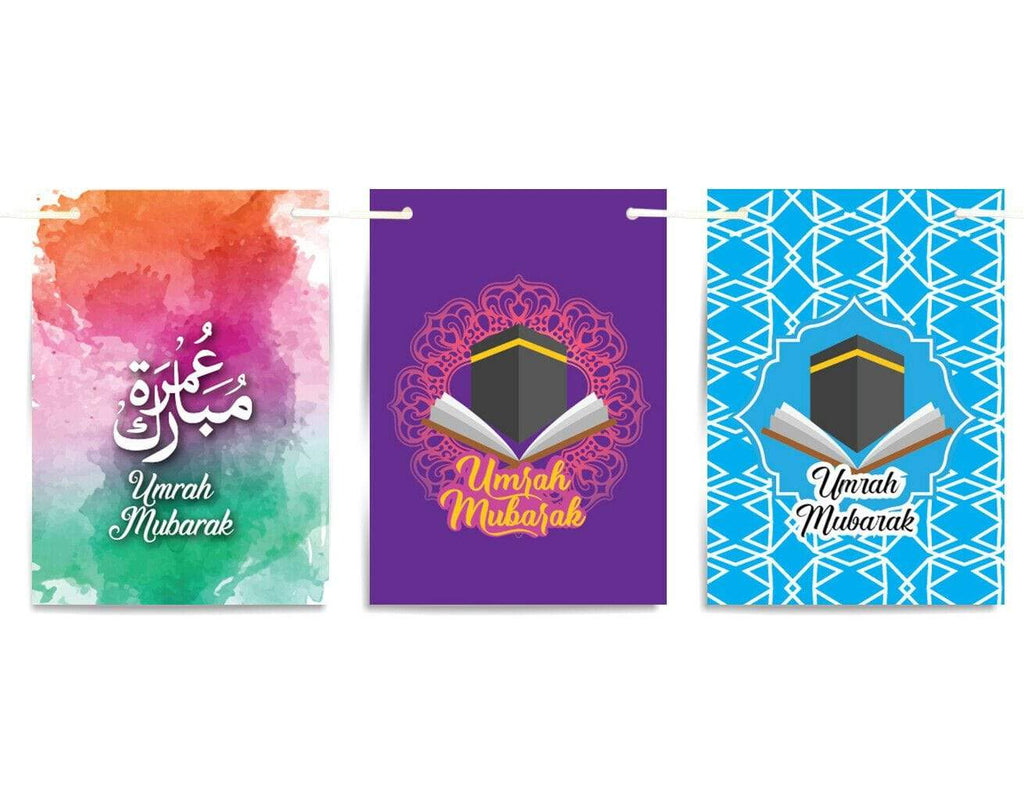 Umrah Mubarak Bunting Islamic Celebration Banner Square Shape Flags Decoration 5