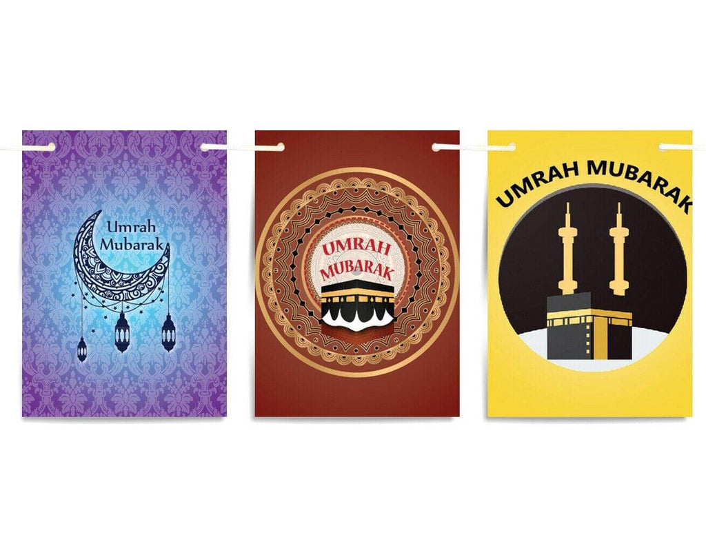 Umrah Mubarak Bunting Islamic Celebration Banner Square Shape Flags Decoration 7