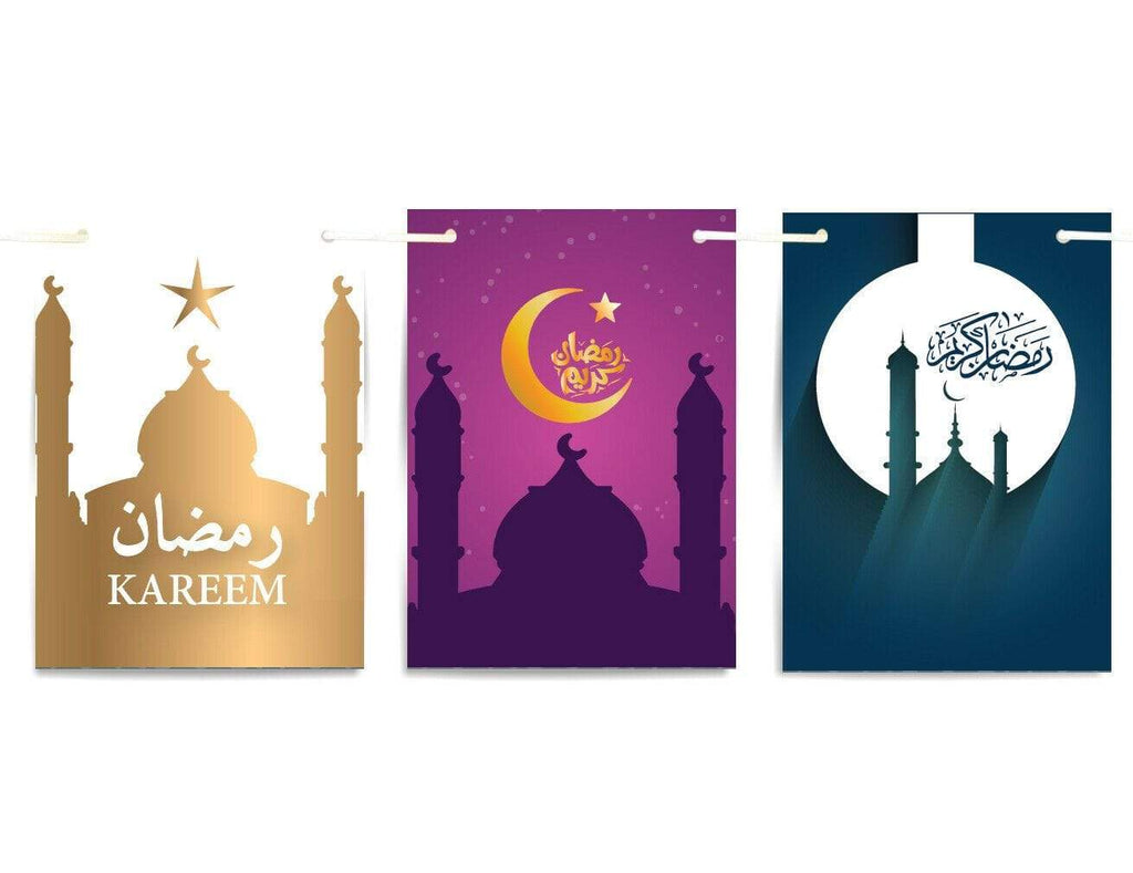 Ramadan Kareem Islamic Bunting Celebration Banner Square Flags Decoration D6