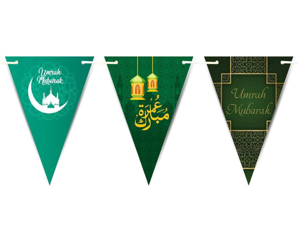 Umrah Mubarak Arabic Font Bunting Islamic Celebration Banner Flags Decoration D3