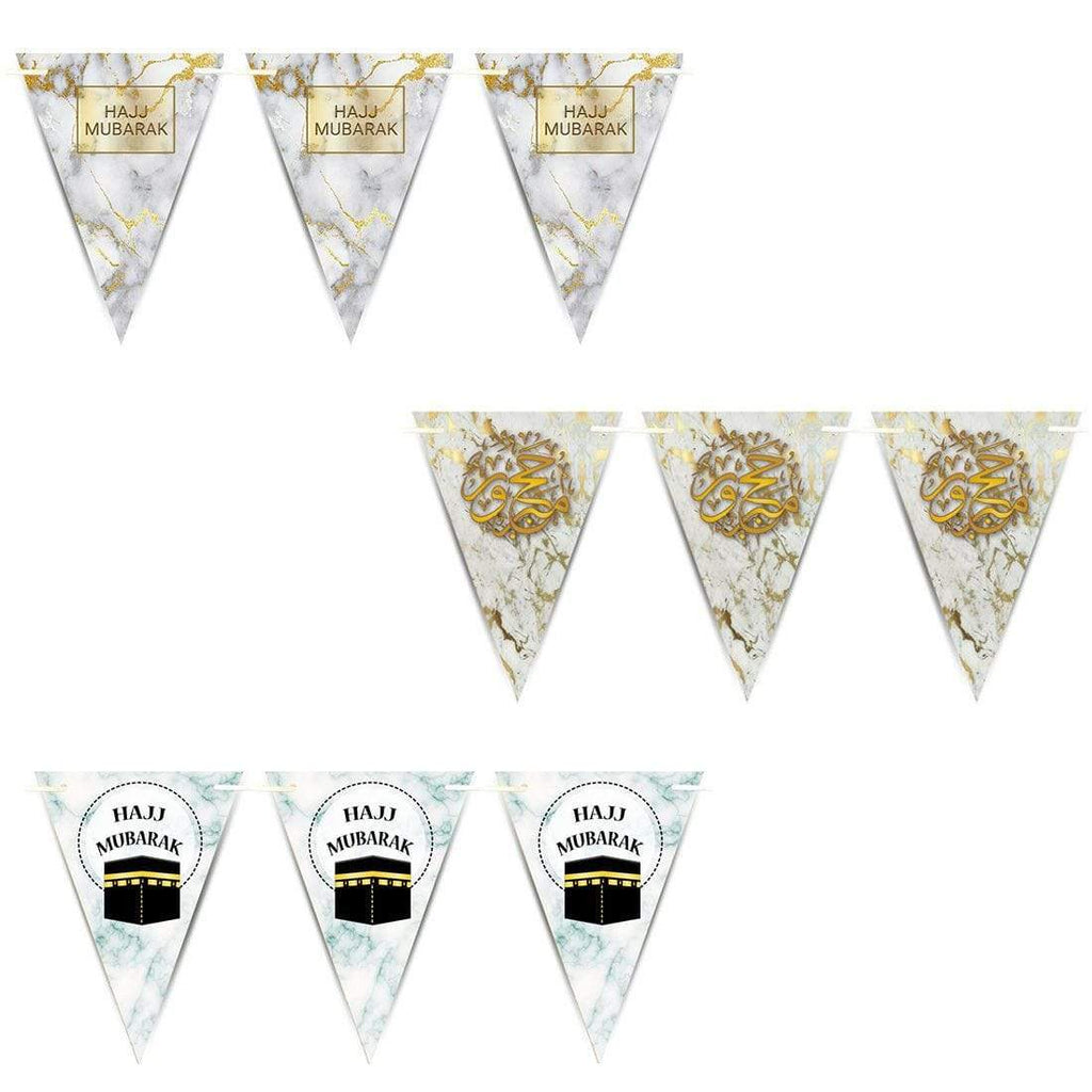 Hajj Mubarak Bunting Islamic Celebration Banner Flags Welcome Back Decoration D8