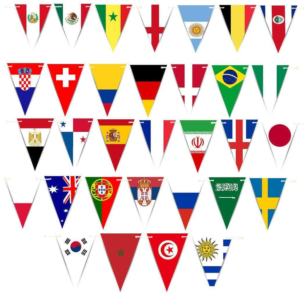 Asia World Flags Bunting Banner Decorations Celebrations Triangle Flags