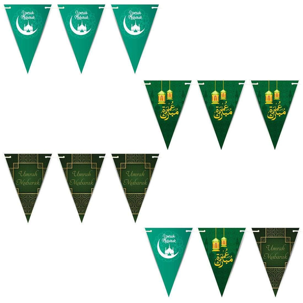 Umrah Mubarak Arabic Font Bunting Islamic Celebration Banner Flags Decoration D3