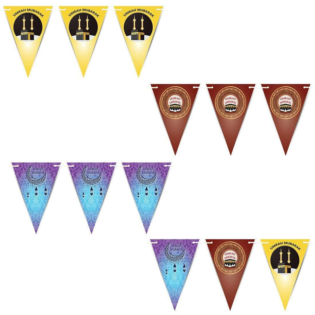 Umrah Mubarak Arabic Font Bunting Islamic Celebration Banner Flags Decoration D7