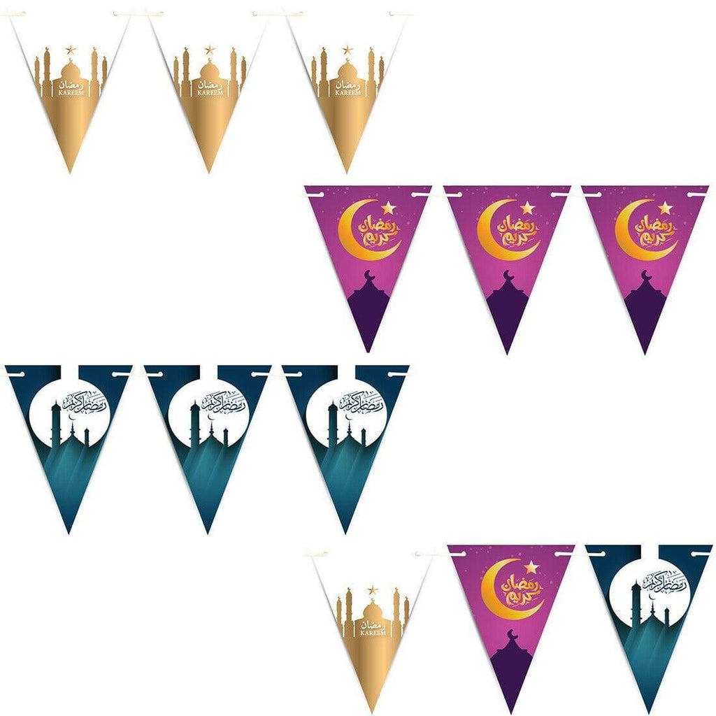 Ramadan Kareem Mubarak Bunting Islamic Celebration Banner Flags Decoration D6