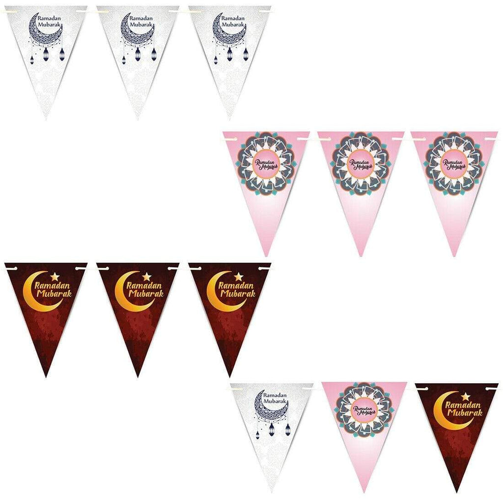 Ramadan Mubarak Arabic Bunting Islamic Celebration Banner Flags Decoration D1