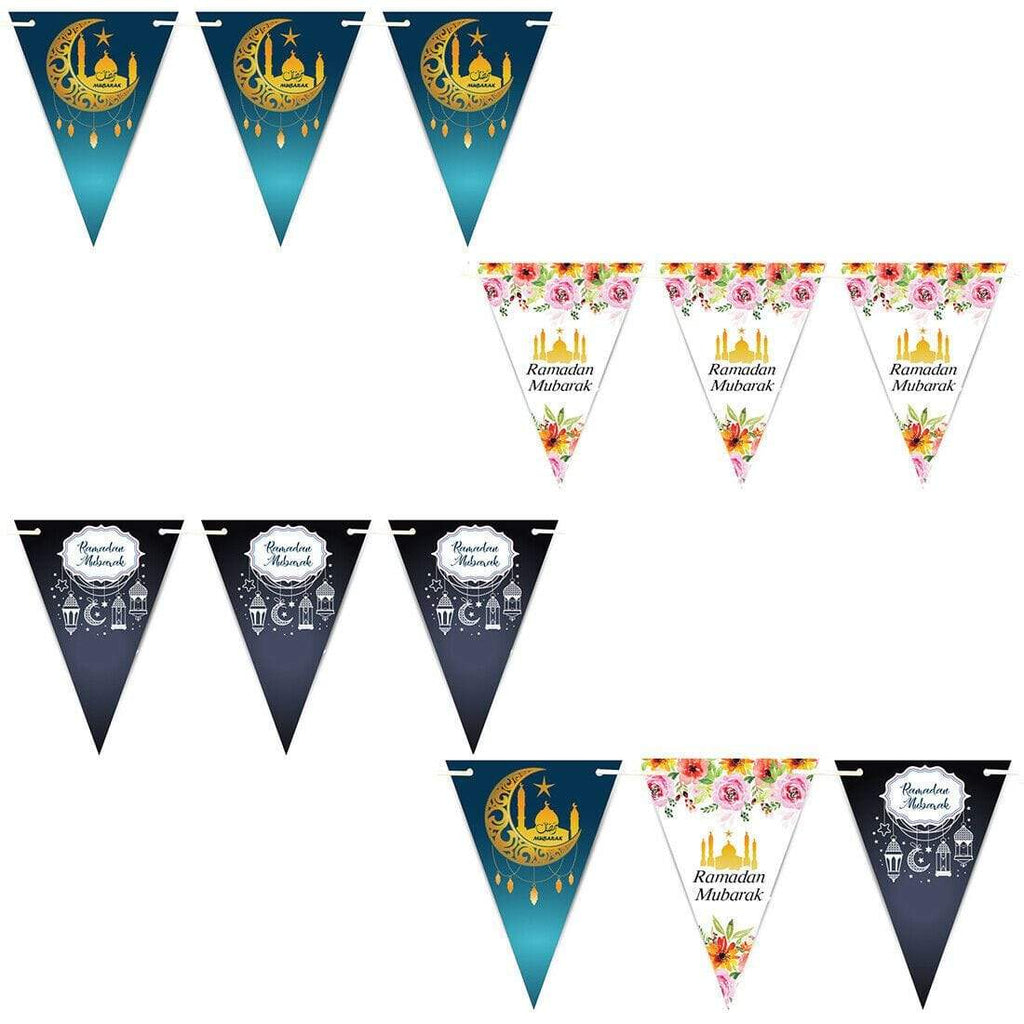 Ramadan Mubarak Arabic Bunting Islamic Celebration Banner Flags Decoration D2