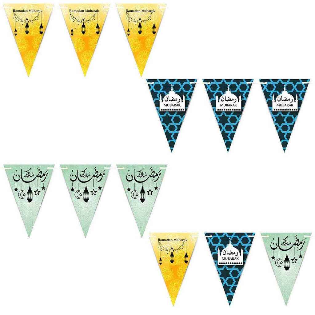 Ramadan Mubarak Arabic Bunting Islamic Celebration Banner Flags Decoration D3