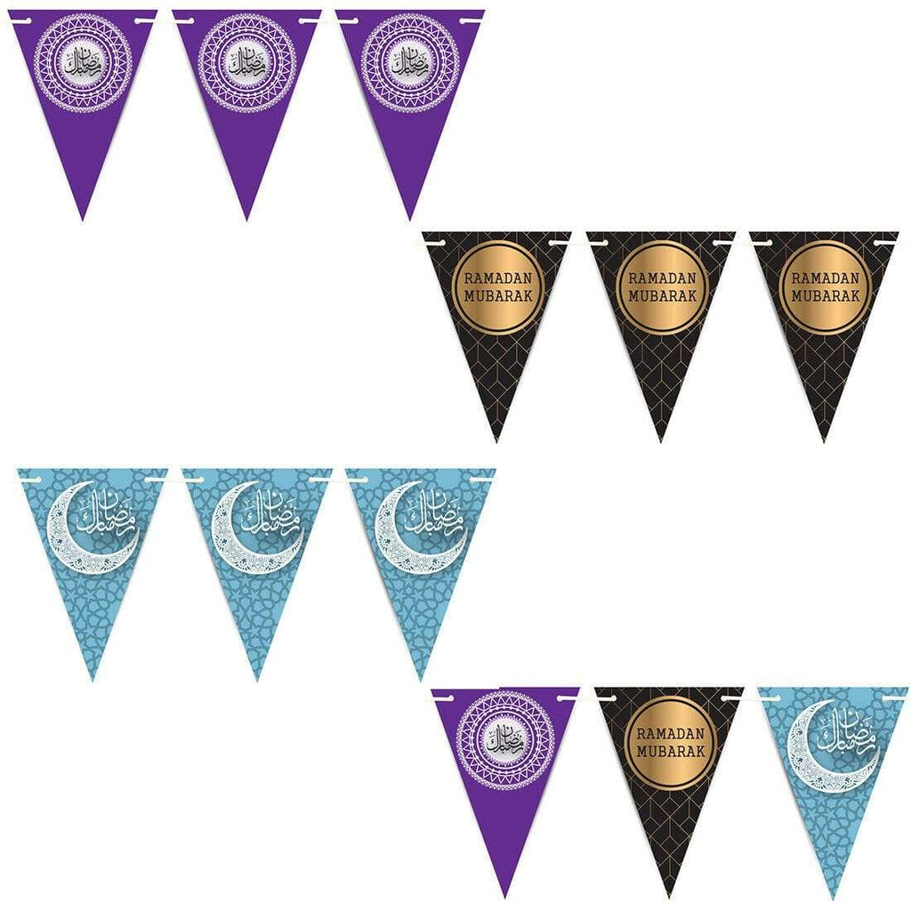 Ramadan Mubarak Arabic Bunting Islamic Celebration Banner Flags Decoration D4