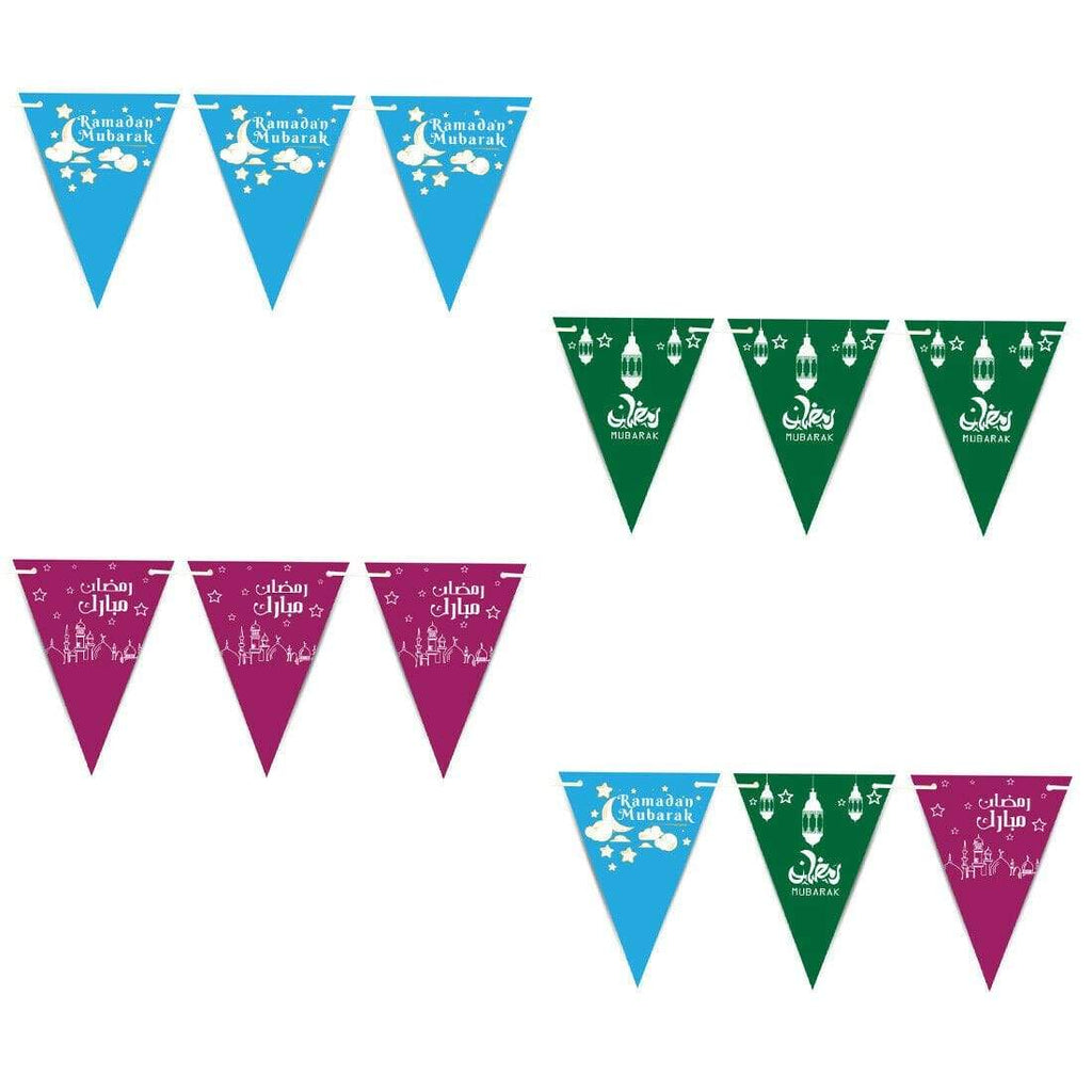 Ramadan Mubarak Arabic Bunting Islamic Celebration Banner Flags Decoration D8