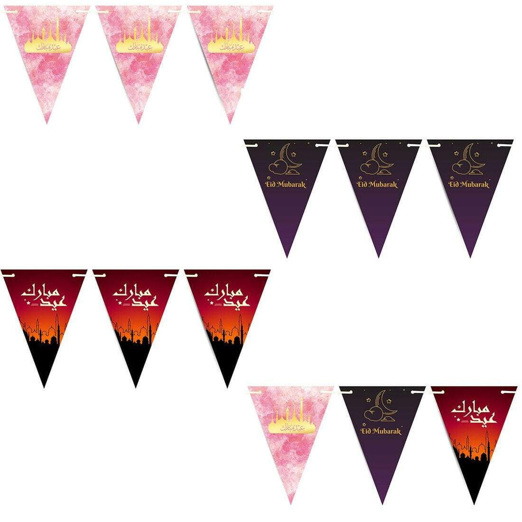 Eid Mubarak Mubrook Islamic Arabic Bunting Flags Islamic Decorations Party S10