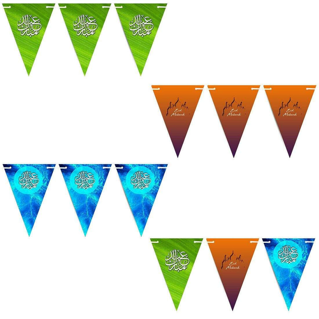 Eid Mubarak Mubrook Islamic Arabic Bunting Flags Islamic Decorations Party S11