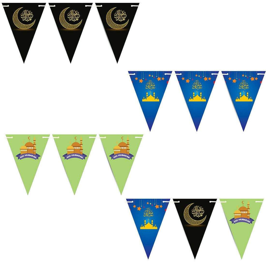 Eid Mubarak Mubrook Islamic Arabic Bunting Flags Islamic Decorations Party S12