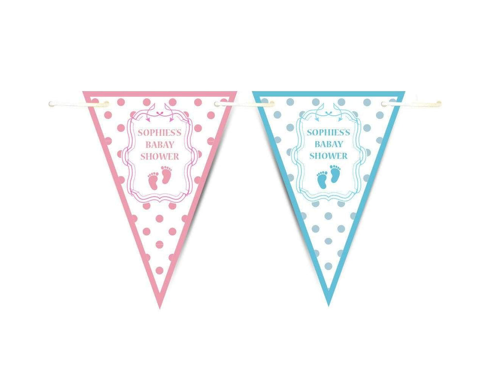 Personalised Baby Shower Party Boy Girl Bunting Flags Decorations Colourful 5