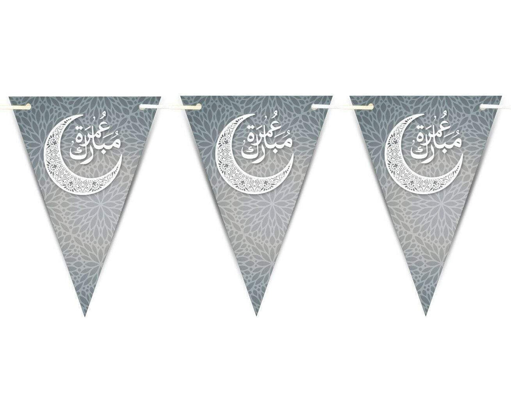 Umrah Mubarak Arabic Font Bunting Islamic Celebration Banner Flags Decoration D1