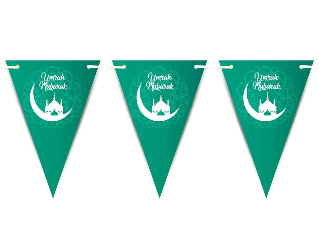 Umrah Mubarak Arabic Font Bunting Islamic Celebration Banner Flags Decoration D3