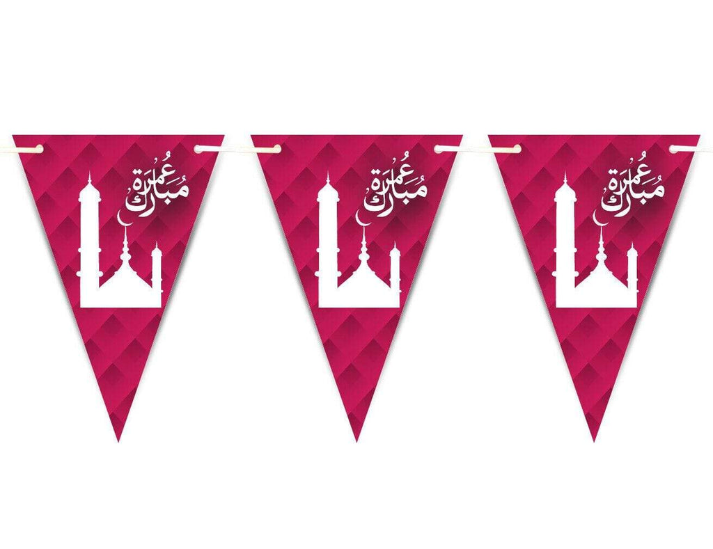 Umrah Mubarak Arabic Font Bunting Islamic Celebration Banner Flags Decoration D4