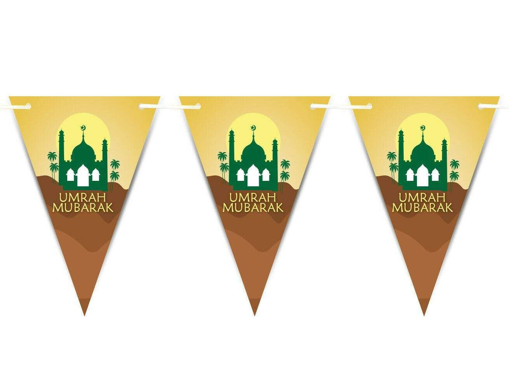 Umrah Mubarak Arabic Font Bunting Islamic Celebration Banner Flags Decoration D6