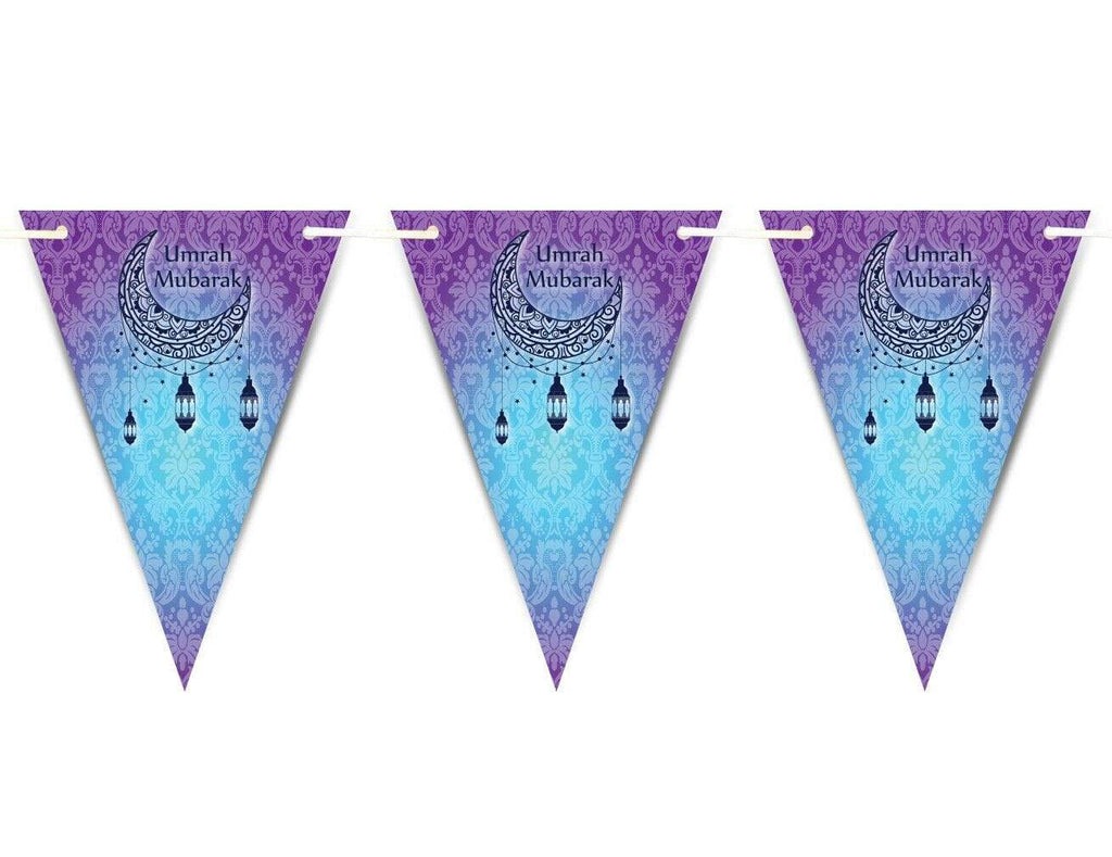 Umrah Mubarak Arabic Font Bunting Islamic Celebration Banner Flags Decoration D7