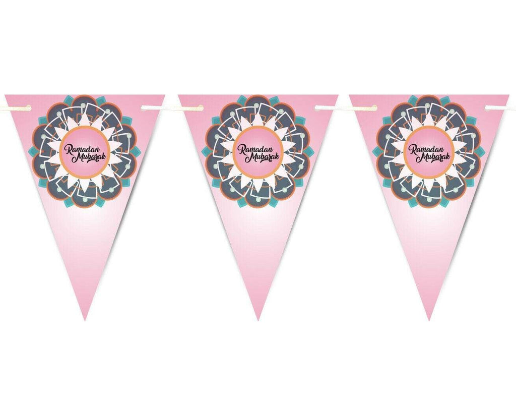 Ramadan Mubarak Arabic Bunting Islamic Celebration Banner Flags Decoration D1