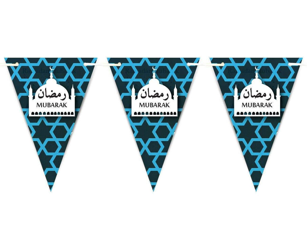 Ramadan Mubarak Arabic Bunting Islamic Celebration Banner Flags Decoration D3