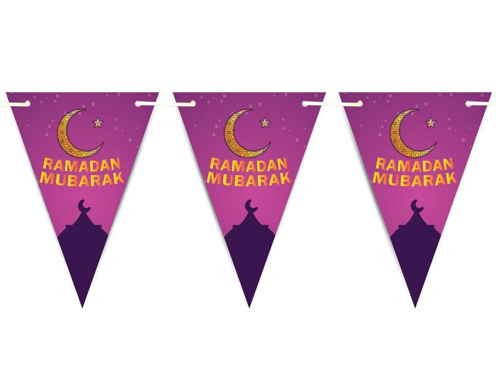 Ramadan Mubarak Arabic Bunting Islamic Celebration Banner Flags Decoration D6