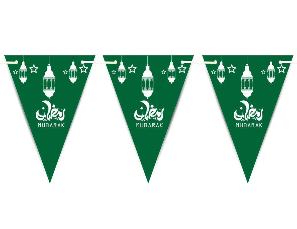 Ramadan Mubarak Arabic Bunting Islamic Celebration Banner Flags Decoration D8