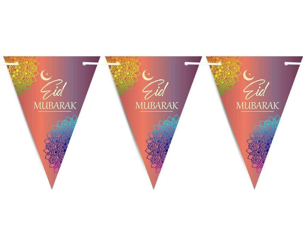 Eid Mubarak Mubrook Islamic Arabic Bunting Flags Islamic Decorations Party S16