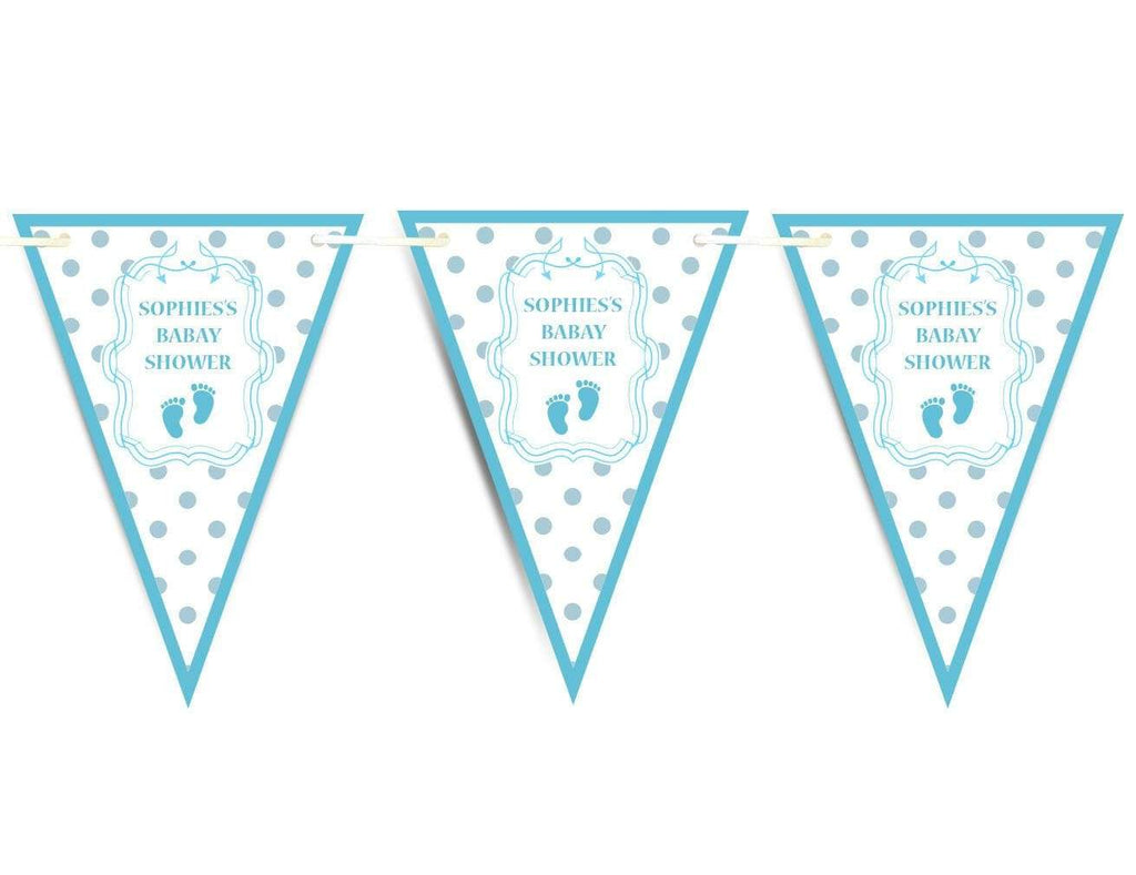 Personalised Baby Shower Party Boy Girl Bunting Flags Decorations Colourful 5