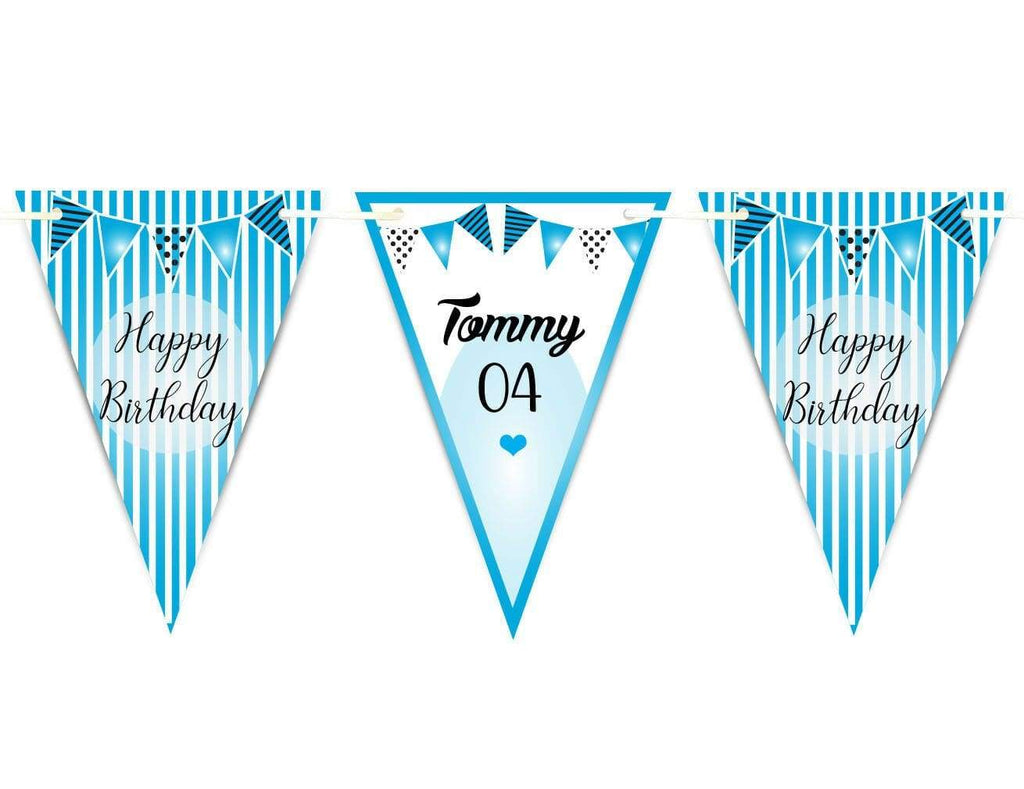 Personalised Happy Birthday Party Boy Girl Bunting Flags Decorations Colourful 6